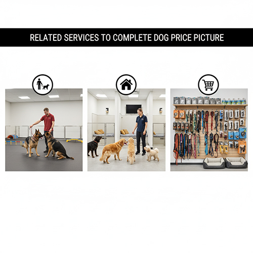 Các dịch vụ liên quan giúp hoàn thiện bức tranh giá chó gồm huấn luyện, trông giữ và đồ dùng