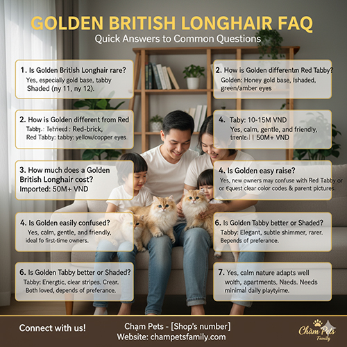 Câu hỏi thường gặp về mèo Anh lông dài Golden – giá, đặc điểm, tính cách và cách phân biệt