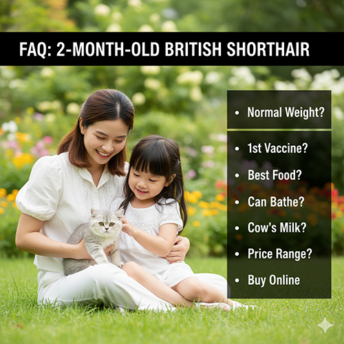 Bác sĩ thú y đang tư vấn cho chủ nuôi về cách chăm sóc mèo Anh lông ngắn 2 tháng tuổi tại phòng khám