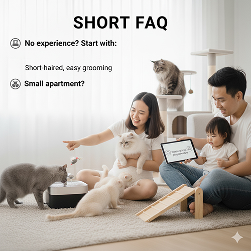 FAQ ngắn cho người mới nuôi mèo – chọn giống, không gian và lưu ý phúc lợi