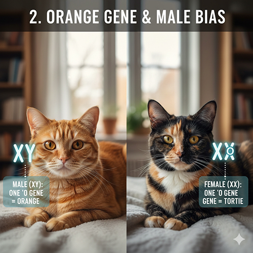 So sánh mèo vàng và mèo đồi mồi minh họa gen O trên nhiễm sắc thể X