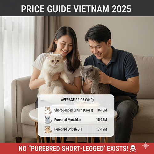 Bảng giá mèo Anh chân ngắn tại Việt Nam 2025 và so sánh với Munchkin thuần cùng mèo Anh thuần chủng