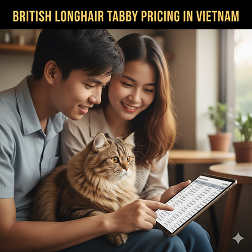 Giá mèo Anh lông dài Tabby tại Việt Nam năm 2025 theo màu lông và pattern tiêu chuẩn