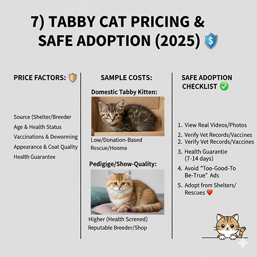 Bảng tham chiếu giá mèo mướp và checklist nhận nuôi mua mèo an toàn cho người mới