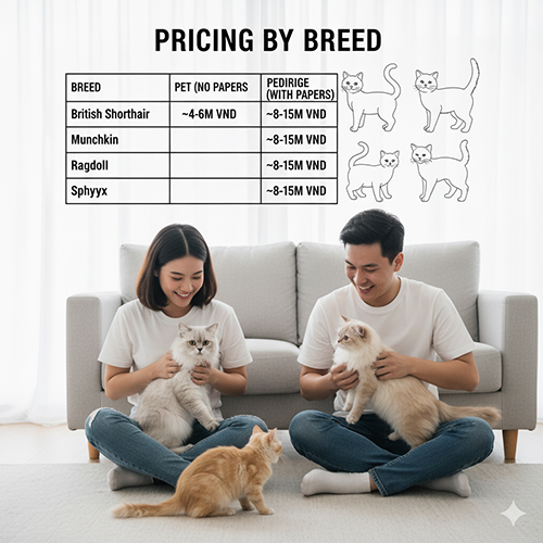 Khung giá tham khảo các giống mèo phổ biến và cách đọc giá đúng cách.
