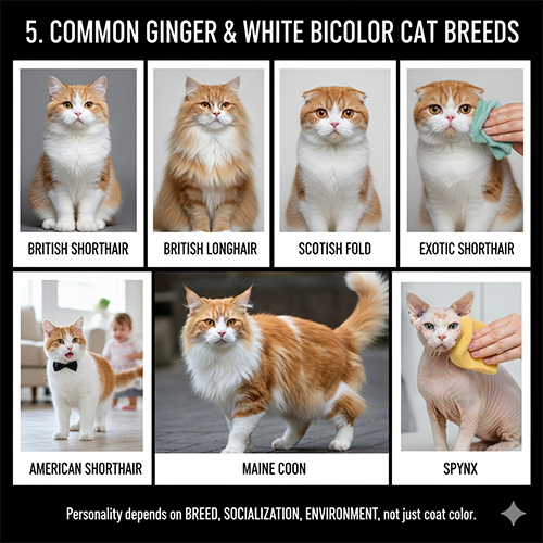 Các giống mèo vàng trắng bicolor phổ biến như mèo Anh Scottish Fold Maine Coon