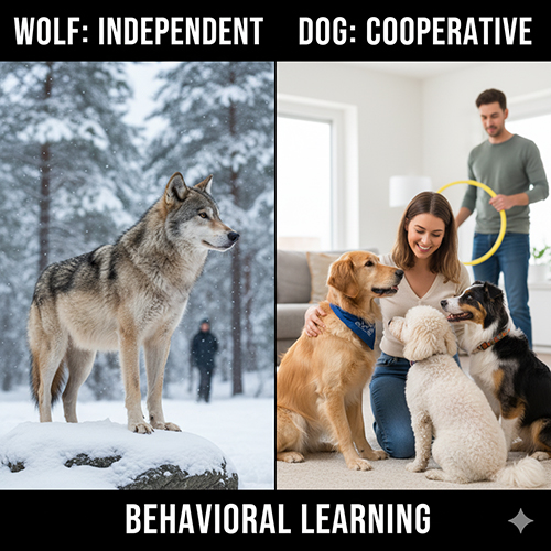 So sánh hành vi học giữa chó và sói – khả năng học hỏi và phản ứng với con người