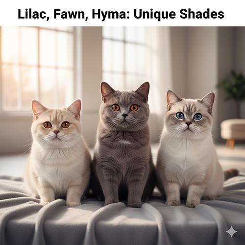 Hình ảnh mèo Anh lông ngắn lilac, fawn và hyma – Những gam màu hiếm và độc đáo của giống mèo ALN