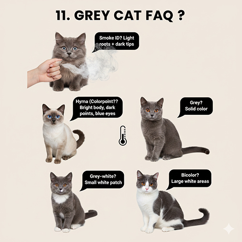 Hỏi đáp nhanh về mèo xám giúp phân biệt xám khói, xám thuần, hyma và xám trắng