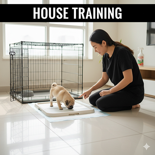 Huấn luyện chó con đi vệ sinh đúng chỗ trong nhà bằng phương pháp tích cực