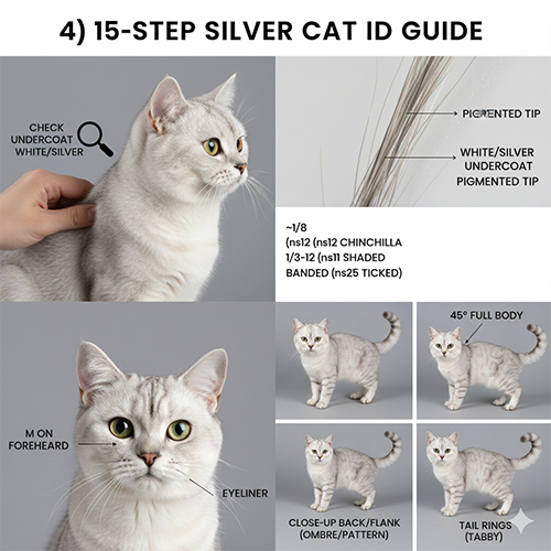 Hướng dẫn nhận diện mèo Silver qua undercoat, sợi lông và hoa văn