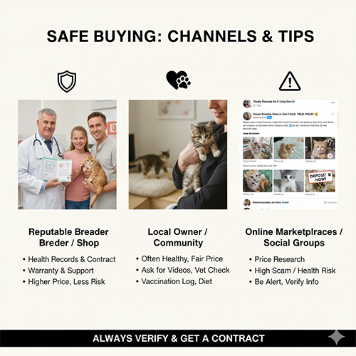 Các kênh mua mèo an toàn và cách đọc tin rao để tránh rủi ro