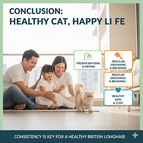 Gia đình chăm sóc mèo Anh lông dài với hướng dẫn tắm, sấy và chải lông đúng cách giúp lông khỏe và da sạch