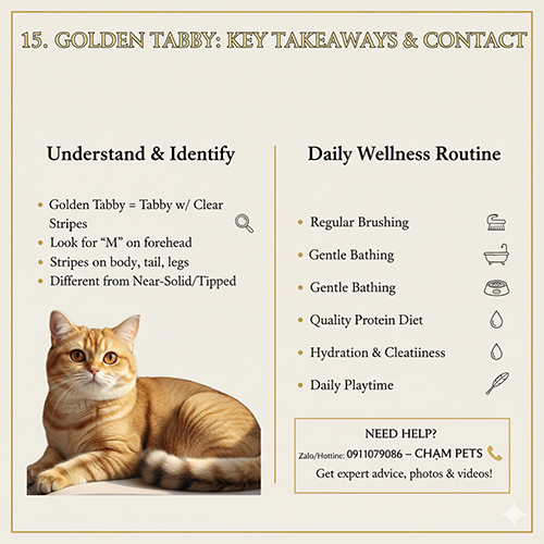 Tóm tắt kiến thức nhận diện và chăm sóc mèo mướp vàng đúng cách