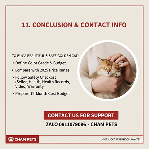 Kết luận và thông tin liên hệ tư vấn mua mèo Golden an toàn