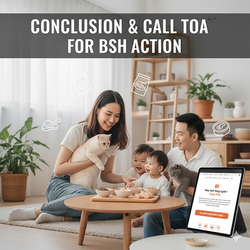 Gia đình vui đùa cùng mèo Anh lông ngắn trong phòng khách, bên cạnh máy tính bảng hiển thị trang Mèo Anh lông ngắn – Chạm Pets