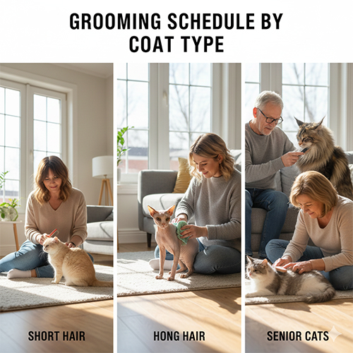 Lịch grooming cho mèo theo kiểu lông gồm mèo lông ngắn lông dài mèo già và mèo cần chăm sóc đặc biệt