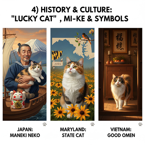 Hình ảnh mèo tam thể calico trong văn hóa Nhật Bản, Mỹ và Việt Nam