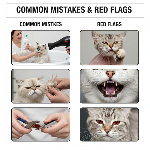 Lỗi grooming thường gặp và các dấu hiệu đỏ cảnh báo sức khỏe nguy hiểm ở mèo