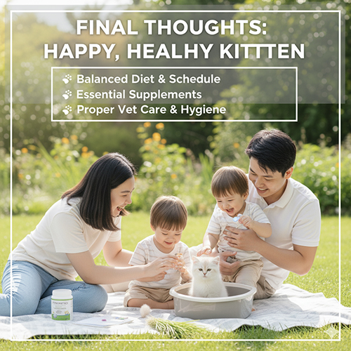 Gia đình vui chơi ngoài trời cùng mèo Anh lông dài 2 tháng tuổi khỏe mạnh, thể hiện chế độ chăm sóc và dinh dưỡng khoa học.