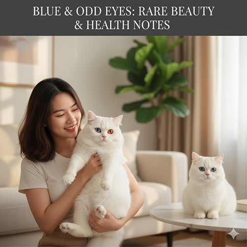 Mèo Anh lông dài trắng mắt xanh và mắt 2 màu – vẻ đẹp hiếm có cùng lưu ý về sức khỏe và chăm sóc