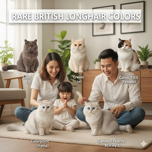 Các màu hiếm của mèo Anh lông dài – lilac, cream, calico, hyma, cameo/peachy với vẻ đẹp độc đáo và quý hiếm
