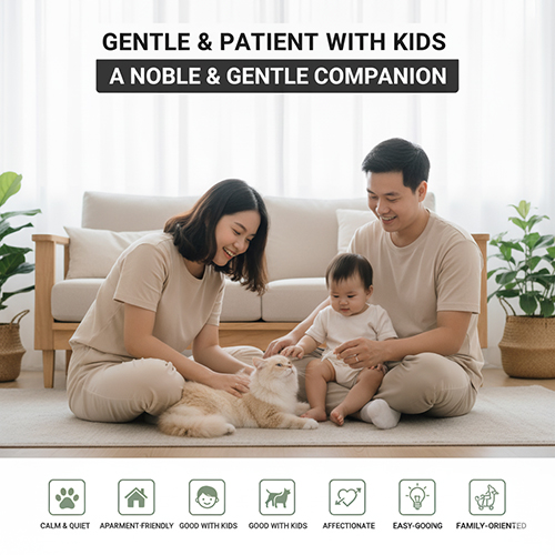 Mèo Anh lông dài hiền lành và kiên nhẫn – giống mèo lý tưởng cho gia đình có trẻ nhỏ.