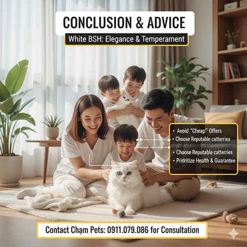 Gia đình Việt Nam hạnh phúc bên mèo Anh lông dài trắng trong phòng khách, minh họa lời khuyên chọn mua mèo trắng uy tín và tránh rủi ro giá rẻ