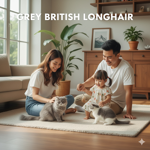 Mèo Anh lông dài xám – gam màu sang trọng, bình dị và phổ biến nhất trong dòng British Longhair