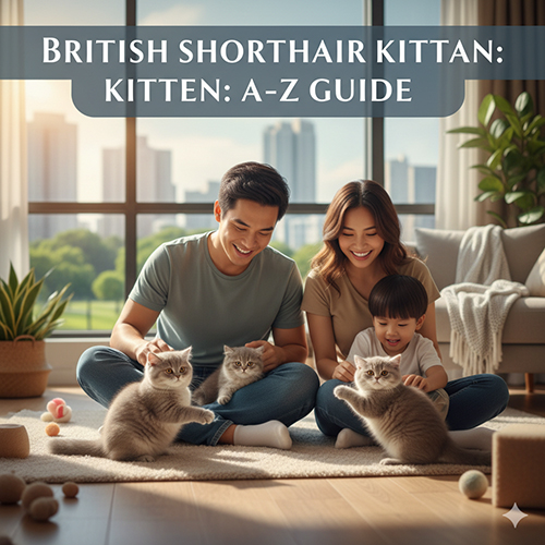 Mèo Anh lông ngắn con (British Shorthair kitten) dễ thương đang chơi cùng gia đình trong phòng khách – ảnh đại diện bài viết hướng dẫn A–Z