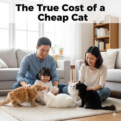 Mèo cảnh giá rẻ dưới 500k hoặc 1 triệu tiềm ẩn nhiều rủi ro về sức khỏe, nguồn gốc và chi phí chữa trị sau này.