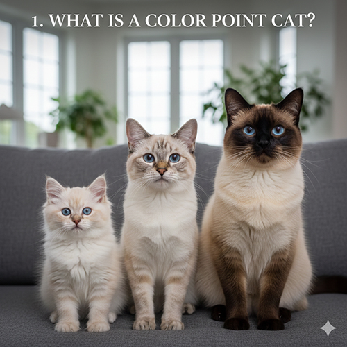 Mèo Hyma color point với thân sáng và các điểm sẫm ở mặt, tai, chân, đuôi