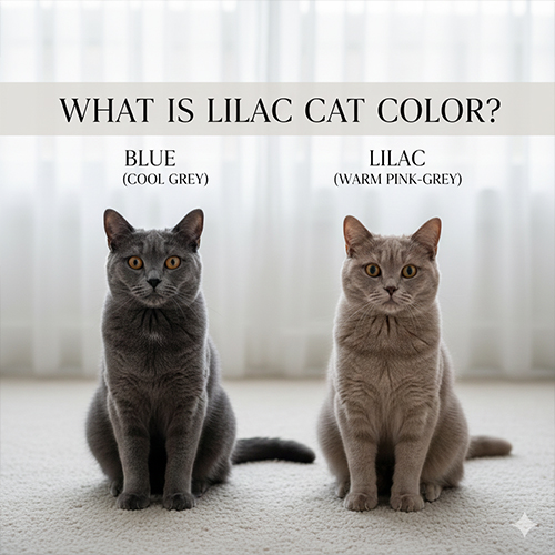 So sánh mèo màu blue xám lạnh và mèo màu lilac xám hồng nhạt trong cùng điều kiện ánh sáng tự nhiên