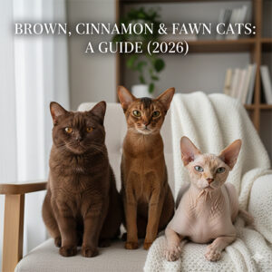 Mèo nâu cinnamon và fawn ngồi cạnh nhau, minh họa cách nhận diện màu lông và đặc điểm di truyền