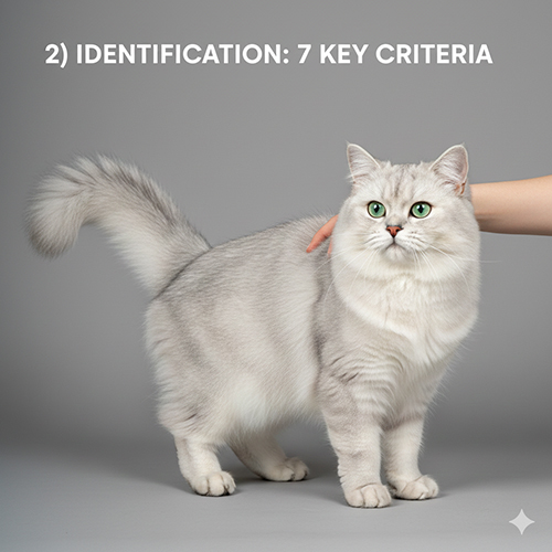 Mèo Silver Shaded ns11 toàn thân, lông bạc ombré, đuôi đậm hơn thân, mặt viền mắt rõ