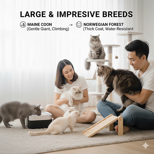 Nhóm mèo cảnh to lớn và ấn tượng như Maine Coon và Norwegian Forest