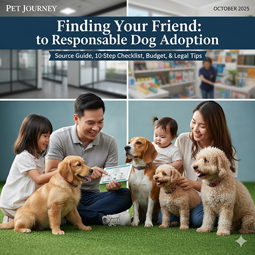 Gia đình hạnh phúc đang chọn chó con tại cửa hàng thú cưng, minh họa bài viết hướng dẫn “Mua chó ở đâu? Danh sách nguồn uy tín & quy trình an toàn”