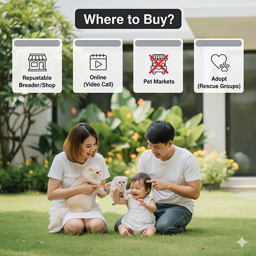 Nên mua mèo Anh lông dài tai cụp ở đâu – gợi ý trại, shop uy tín, mua online, chợ thú cưng và nhận nuôi