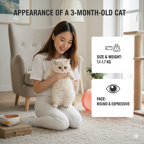 Cô gái trẻ ngồi trên sàn nhà ôm mèo Anh lông ngắn 3 tháng tuổi lông trắng mượt trong phòng khách sáng sủa