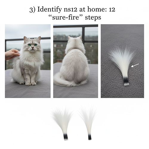 Các bước nhận diện mèo Silver Chinchilla ns12 tại nhà qua màu lông và sợi lông