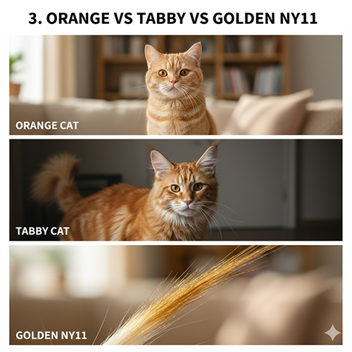 So sánh mèo vàng, mèo mướp vàng và mèo golden ny11 qua ba hình minh họa