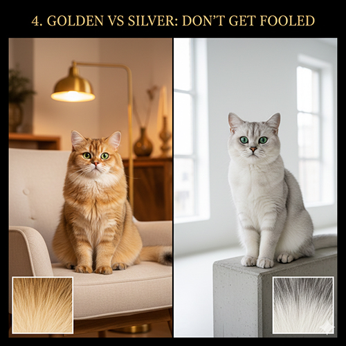 So sánh mèo Golden và mèo Silver qua tông lông ấm và lạnh
