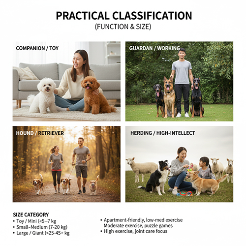 Phân loại thực dụng của chó theo công năng và kích cỡ – hướng dẫn chọn giống phù hợp lối sống