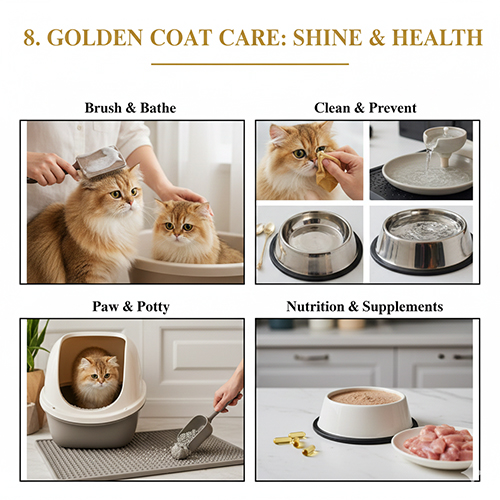 Routine chăm sóc lông mèo Golden giúp lông bóng dày và khỏe