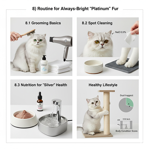 Quy trình chăm sóc mèo Silver Chinchilla ns12 giúp lông luôn sáng bạch kim