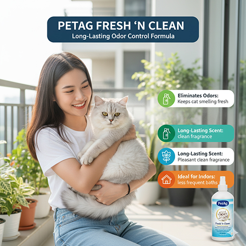 Sữa tắm PetAg Fresh ’n Clean cho mèo Anh lông dài giúp khử mùi và lưu hương lâu cho mèo sống trong nhà