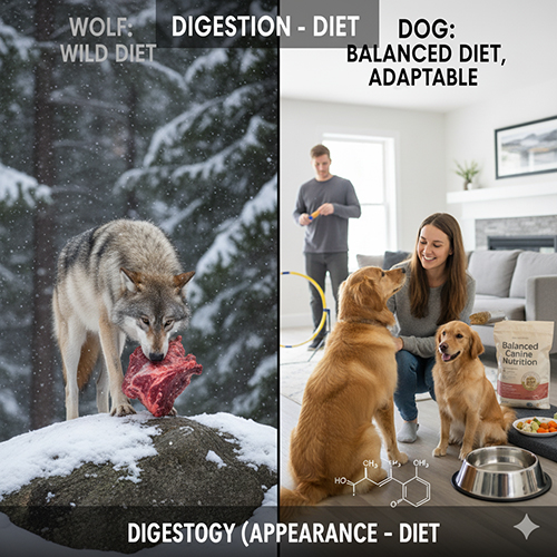 So sánh tiêu hoá và khẩu phần giữa chó và sói xám – chế độ ăn và khả năng chuyển hoá