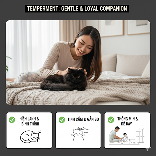 Tính cách mèo Anh lông dài đen – hiền lành, tình cảm và thông minh dễ huấn luyện