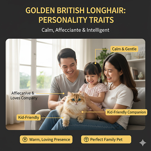 Tính cách mèo Anh lông dài Golden – hiền lành, tình cảm và thân thiện với trẻ nhỏ