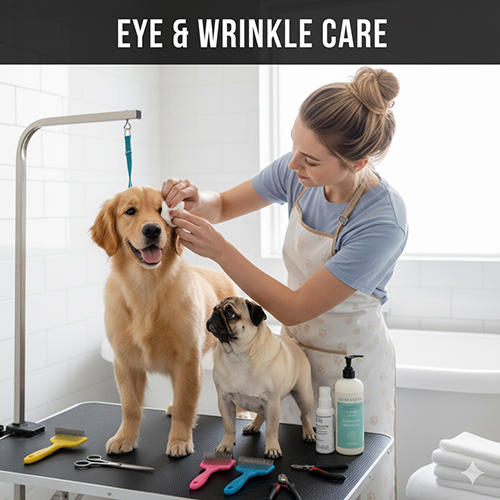 Vệ sinh mắt và nếp nhăn cho chó